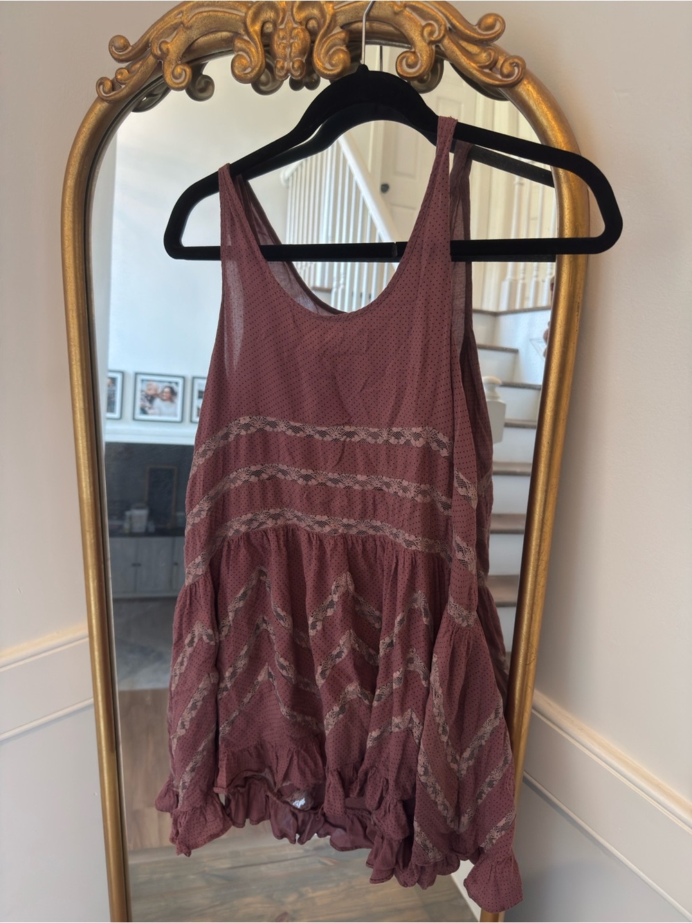 free people intimately mauve polka dot lace trapeze dress ♡